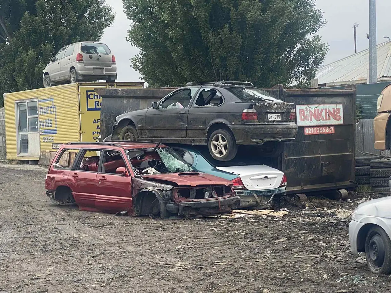 Vehicle stock at the DEOL Car Solutions scrap yard, Christchurch